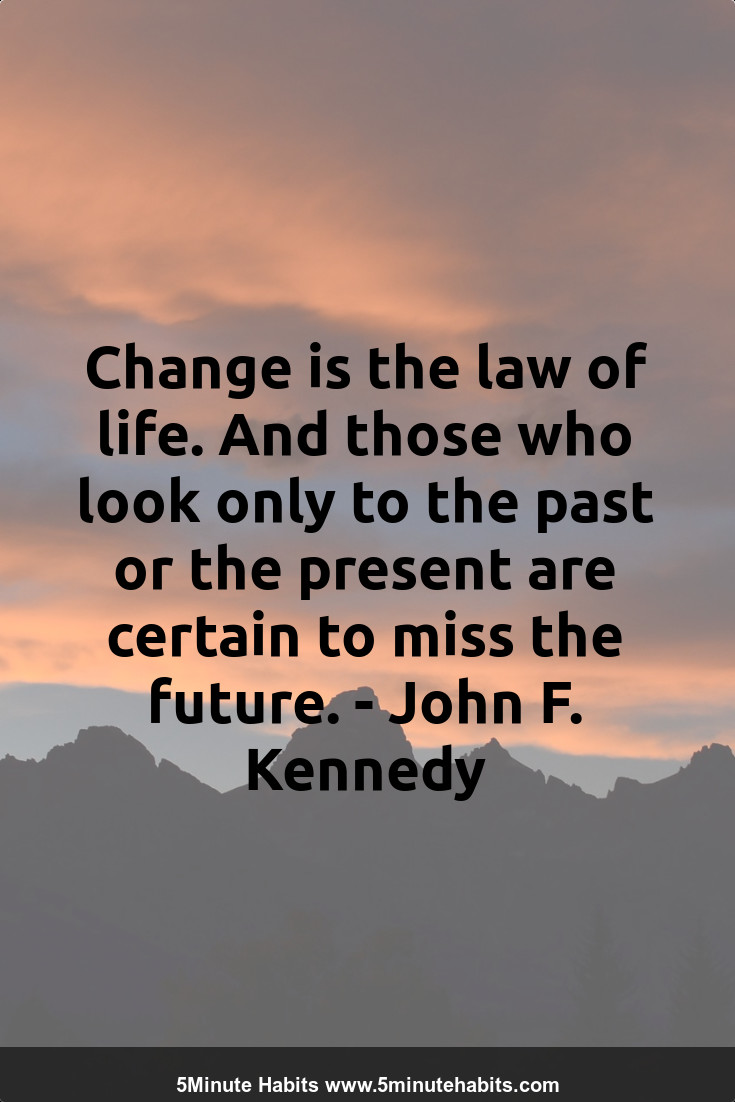 Change is the law of life. And those who look only to the past or the present are certain to miss the future. - John F. Kennedy
